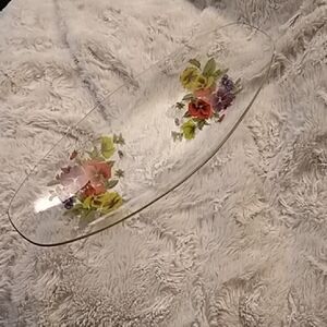Floral Glass Serving Platter